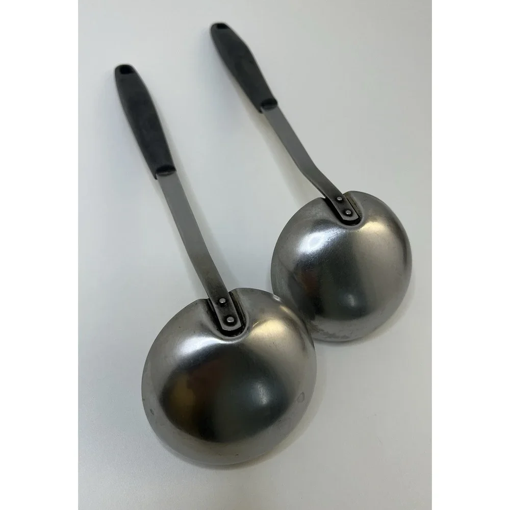 2 Vintage Tiger Crown Stainless Steel Japan Ladle Soup Kitchen Wooden Handle